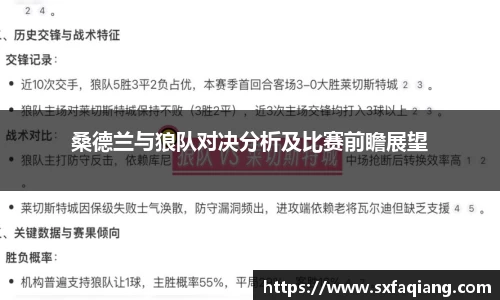 桑德兰与狼队对决分析及比赛前瞻展望